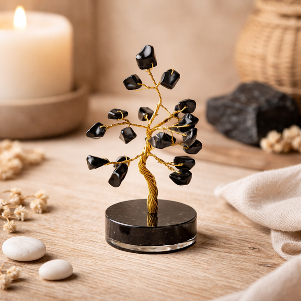 Edelsteenboom Levensboom Zwarte Agaat ±8cm