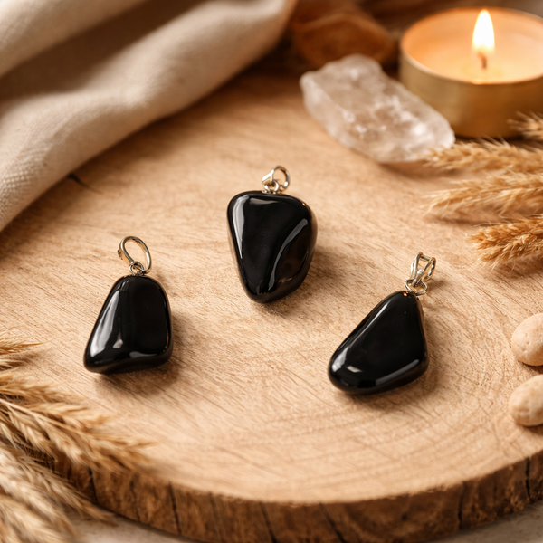 Edelsteenhanger Zwarte Obsidiaan Met Geboord Oogje ±1-2.5 cm