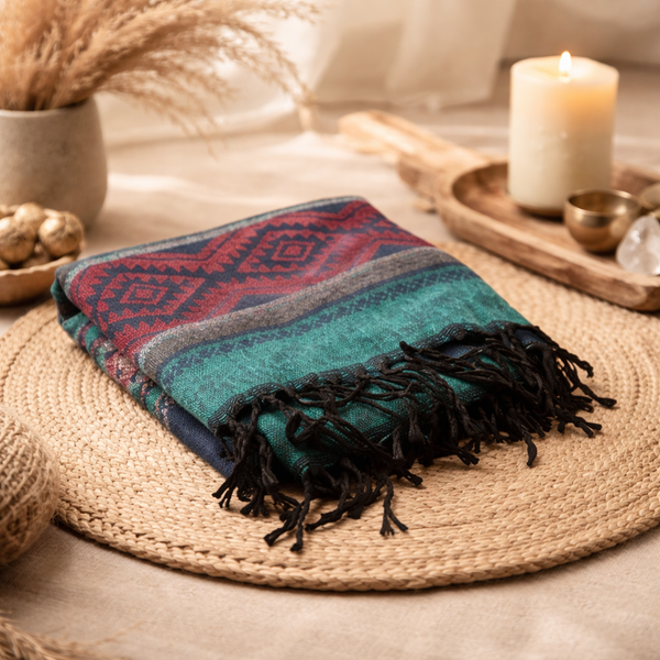 Meditatie Omslagdoek Ocean Met Bohemien Weefpatroon 200x100cm