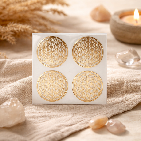 Metalen Bloem Des Levens Stickers Verguld 4x 3,5cm