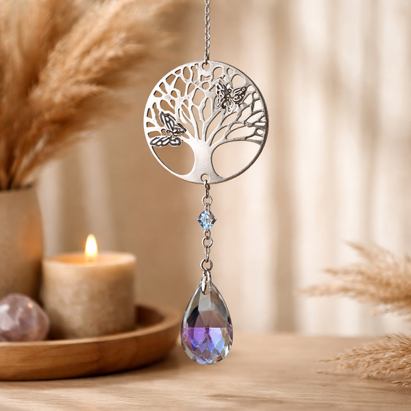 Kristallen Streng Feng Shui Levensboom Filigraan Druppel Violet