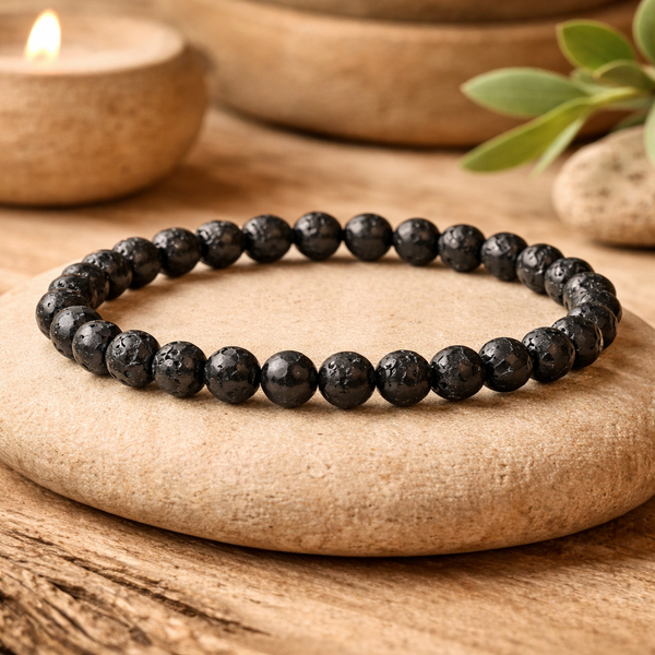 Armband Lavasteen Zwart