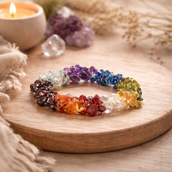Armband Chakra Elastisch Met AA Kwaliteit Mineralen Chips 0.6 cm