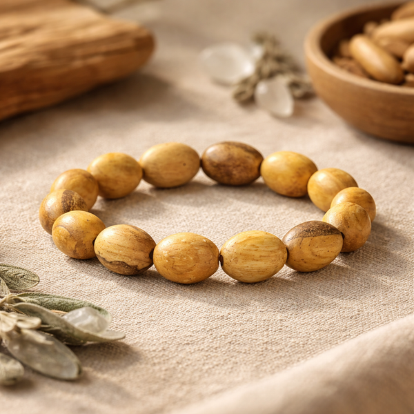 Palo Santo Armband Ovale Kralen Elastisch Duurzaam Geoogst