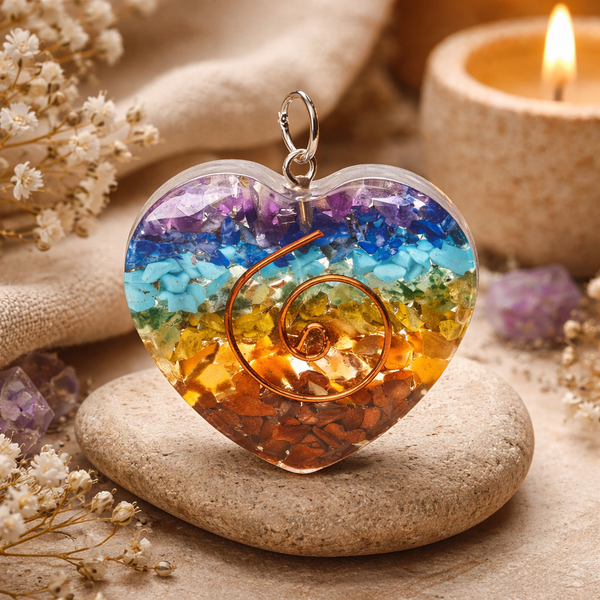 Orgon Hanger Hart Chakra Edelstenen Koper Acryl