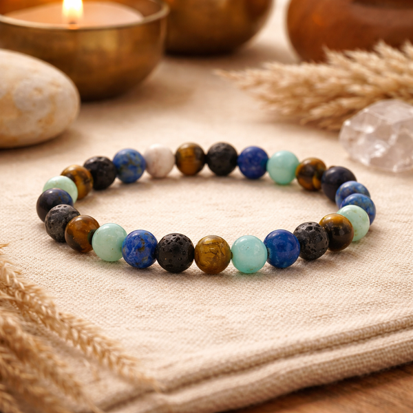 Armband Voor Brede Pols Met Lapis Lazuli Lavasteen Tijgeroog Amazoniet 0,8 cm