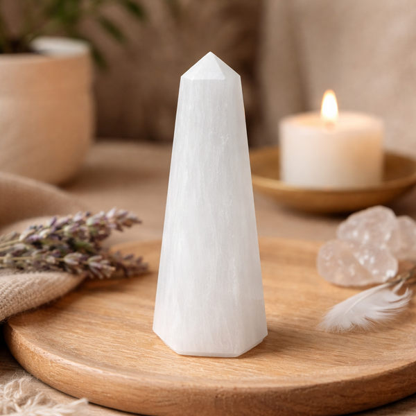 Seleniet Obelisk Lichtzuil ±15x5cm