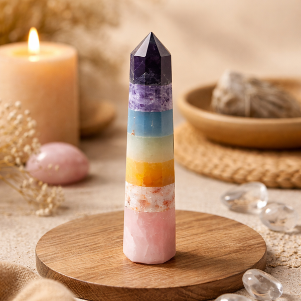 Obelisk Regenboog Van Halfedelstenen 9,5x2cm