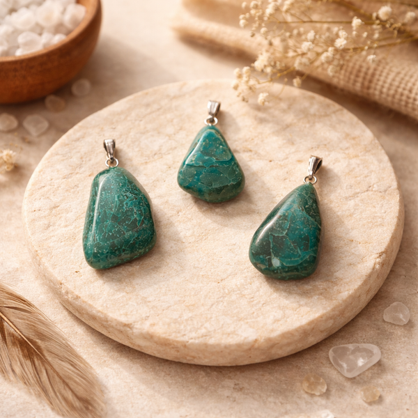 Chrysocolla Edelsteenhanger Met Geboord Oogje ±1-3cm
