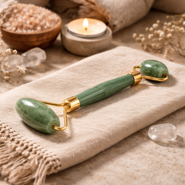 Gezichtsmassageroller Groene Aventurijn Geelgoud 14cm
