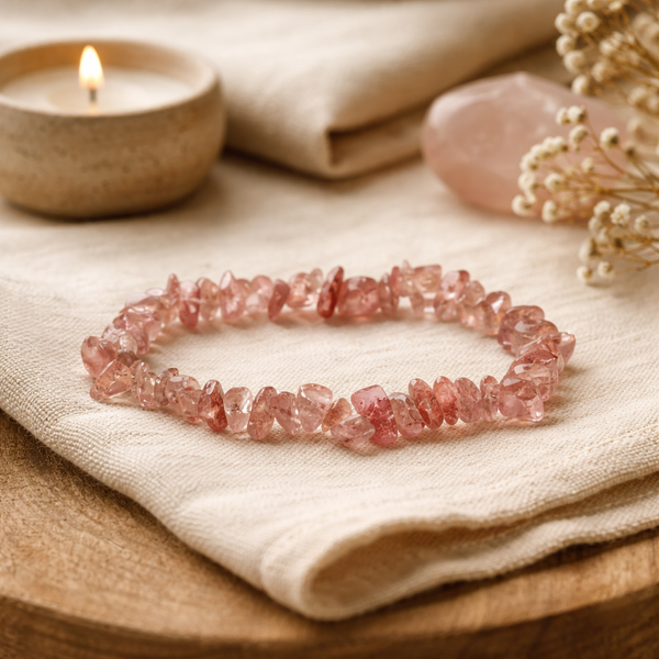 Armband Elastisch Met Aardbeienkwarts Chips 0,7 cm