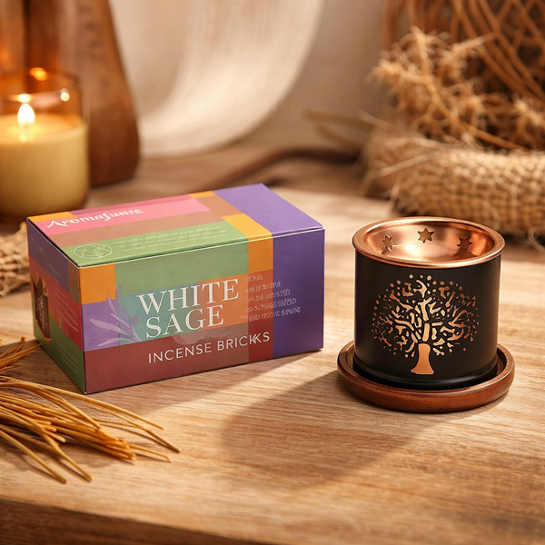 Aromafume Witte Salie Wierookset Met Exotic Incense Diffuser 160g
