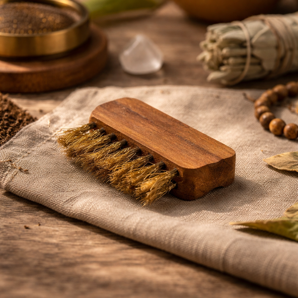 Borstel Voor Wierookzeefjes Met Houten Handgreep En Messing Borsteltjes