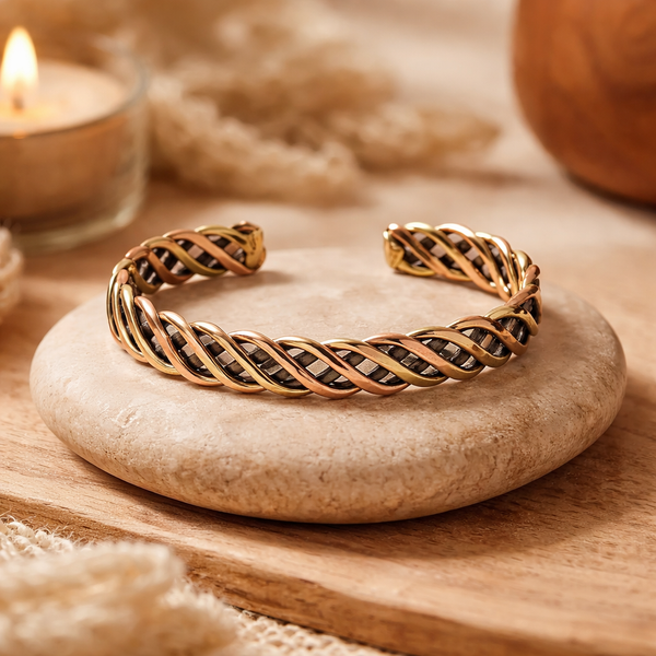 Gevlochten Armband Messing En Koper Goudkleurig ±6.5cm