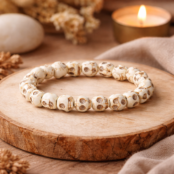 Armband Been Met 21 Schedelvormige Kralen ±1cm