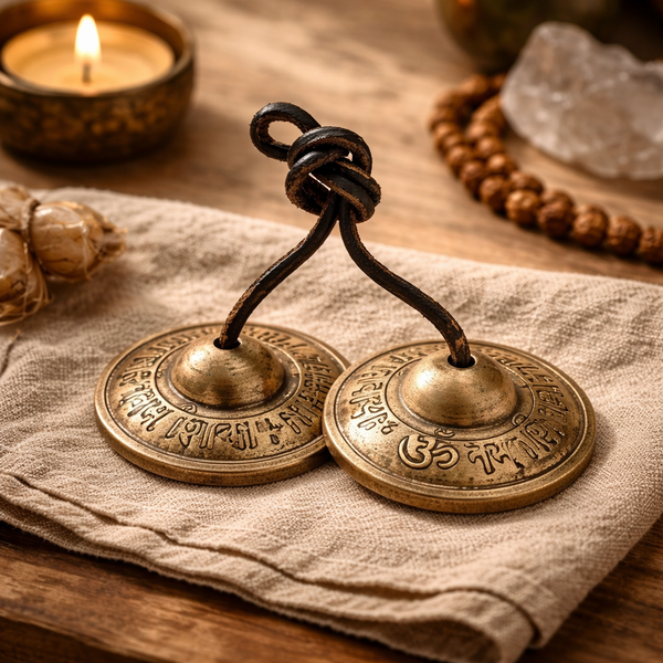 Tingsha's Met Om Namah Shivaya Mantra Messing 6,5 cm