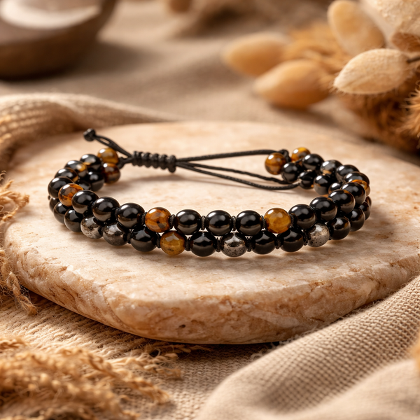 Kralen Armband Hematiet Obsidiaan Tijgeroog Verstelbaar 6 mm