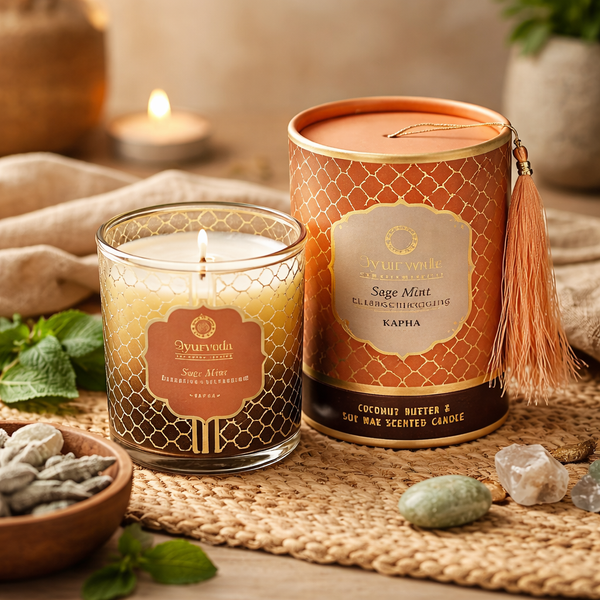 Geurkaars Ayurveda Salie Munt Kokosboter Sojawas 200g
