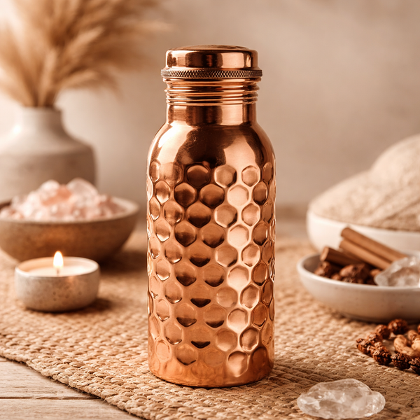 Koperen Waterfles Gehamerd 500 ml Handgemaakt In India