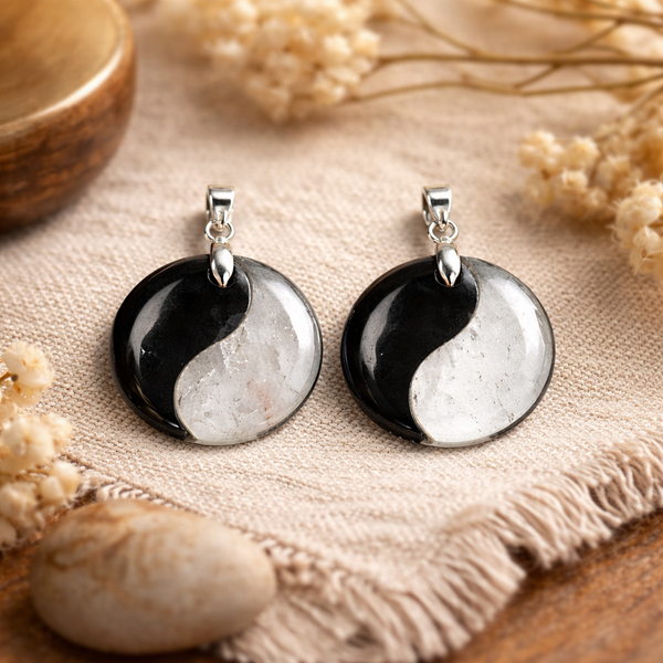 Hanger Yin Yang Obsidiaan Bergkristal
