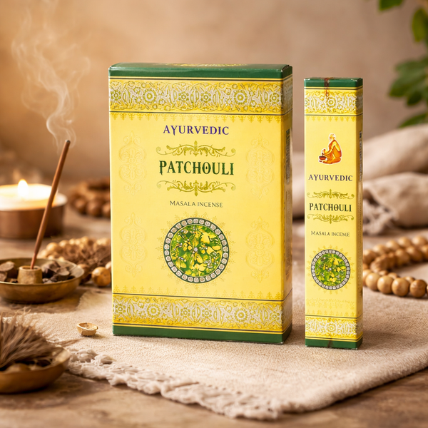 Ayurvedische Masala Wierook Patchouli Premium 12 Doosjes