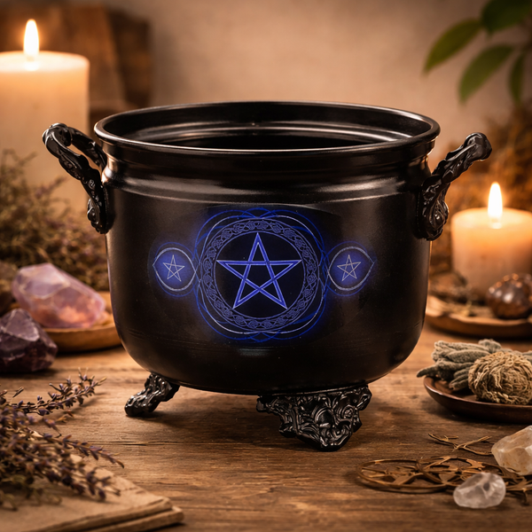 Cauldron Heksenketel Blauw Pentagram Symbool