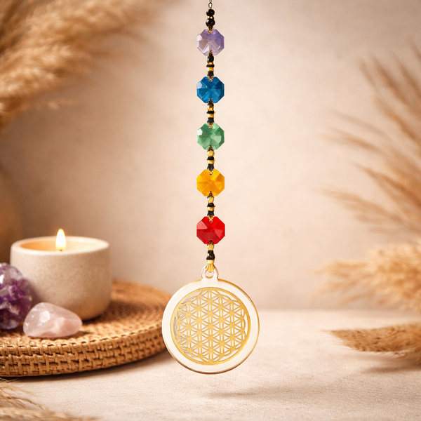 Hanger Feng Shui Bloem Des Levens Glas Chakra Kleuren