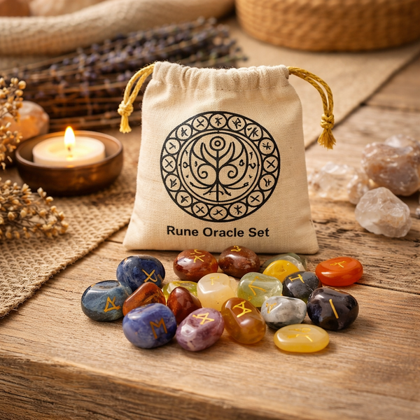 Runen Orakelset 7 Chakra's In Katoenen Tasje 218 g