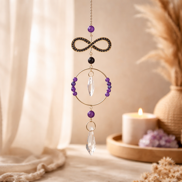 Suncatcher Infinity Met Amethist En Kristal 31 Cm