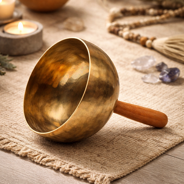 Klankschaal Met Handgreep Nada Yoga Gehamerd Bronslegering 18–19 cm 1000–1150 g