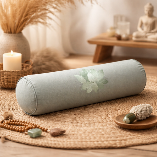 Bolster Rond Lotus Saliegroen Biologisch Katoen OCS 60x16 cm
