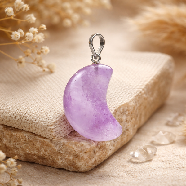 Amethist Edelsteenhanger Maanvorm ±2x1.5cm