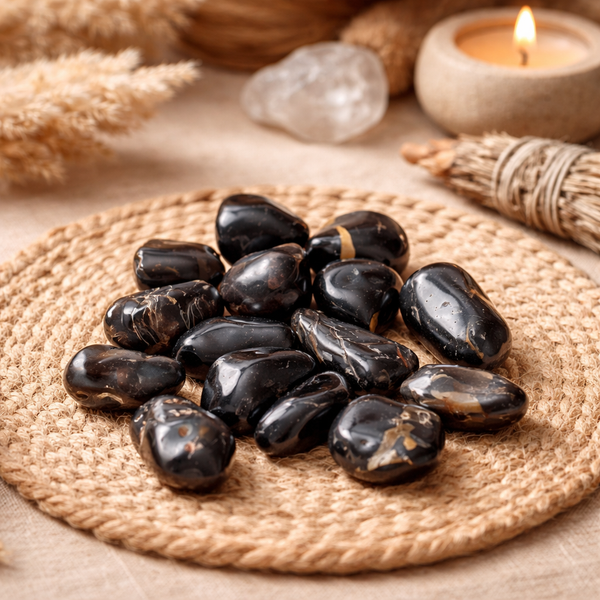 Trommelstenen Zwarte Onyx ±3-8 cm ±500 g A Kwaliteit