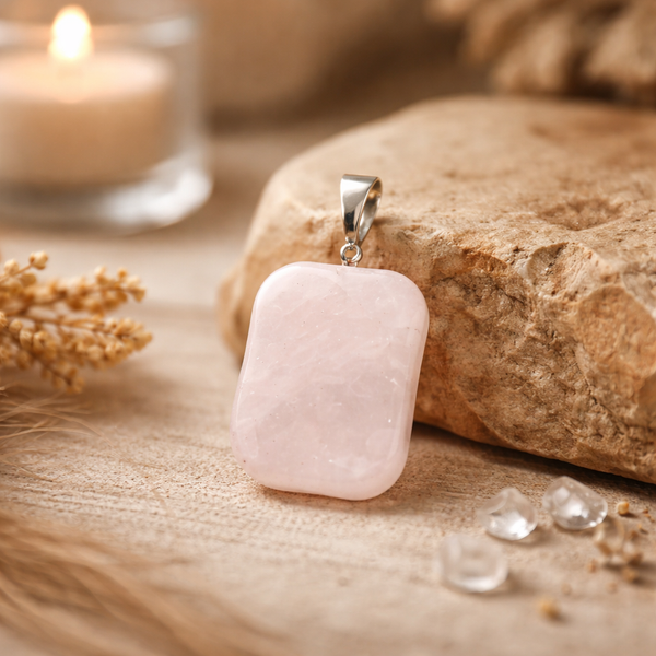 Rozenkwarts Edelsteenhanger Fantasievorm Licht Roze ±3cm