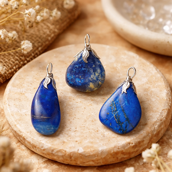 Edelsteenhanger Lapis Lazuli Met Metalen Oogje ±1.5-3cm