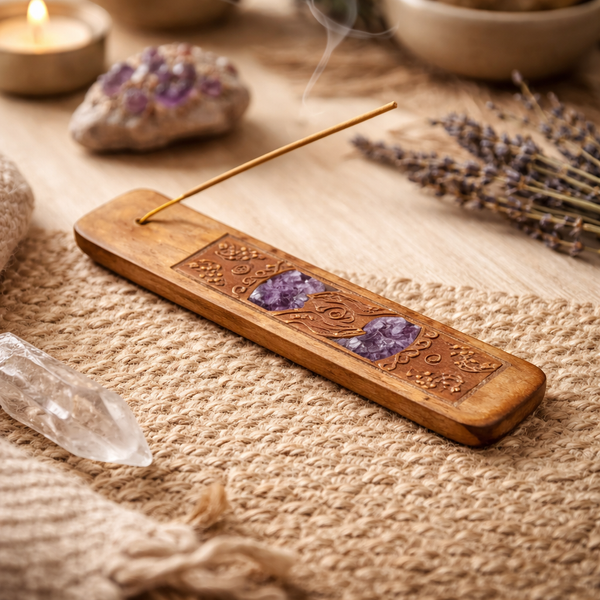 Wierookhouder Healing Hands Met Amethist Indiase Iep ±15.5x5cm