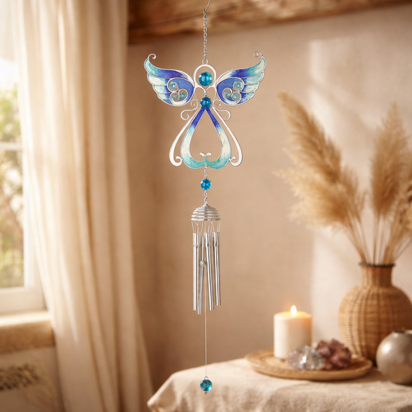 Windorgel Engel Metalen Buisjes Blauw ±75cm
