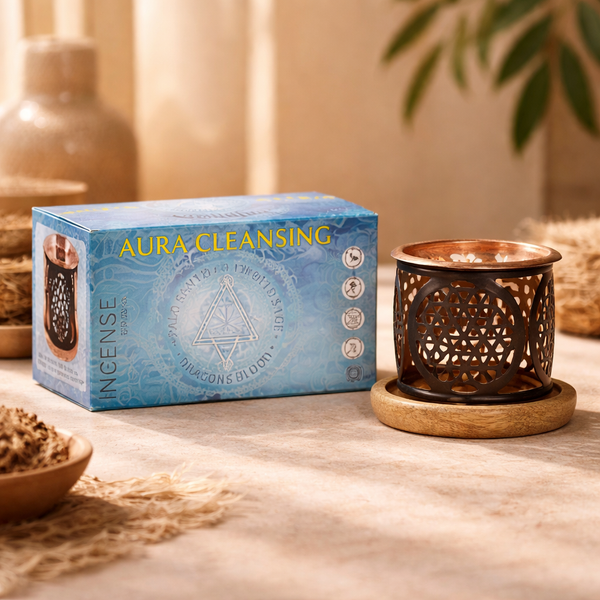 Aromafume Aura Reiniging Wierookset Met Bloem Des Levens Symbool 180g