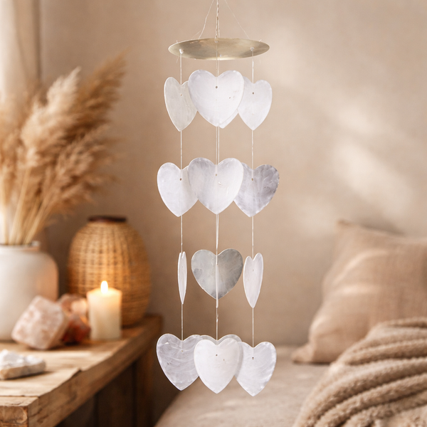 Windmobiel Witte Hartjes Capiz Schelp