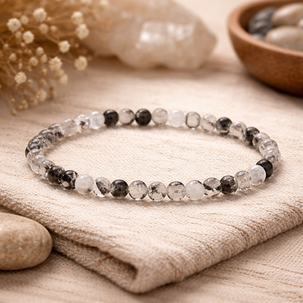 Armband Toermalijnkwarts Grijs kraaltjes ± 4mm