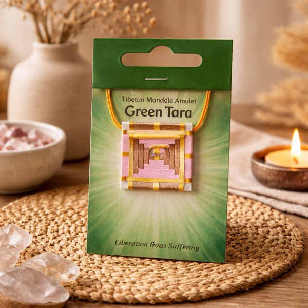 Mandala Talisman Groene Tara Met Tibetaanse Mantra's