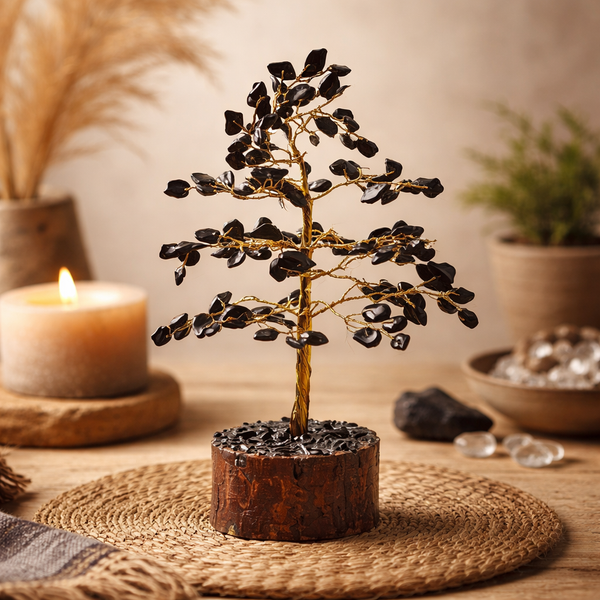 Edelsteenboom Levensboom Zwarte Agaat ±18cm