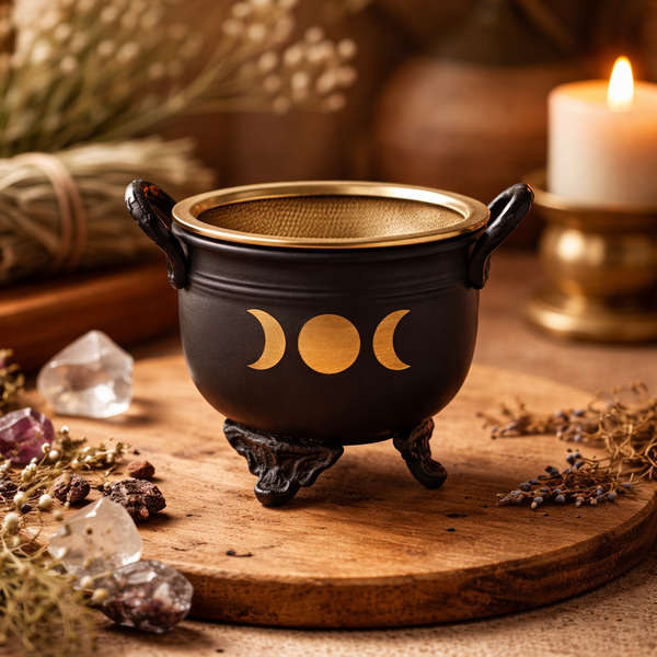 Cauldron Heksenketel Maanfasen Met Zeef 9.5x10.5cm
