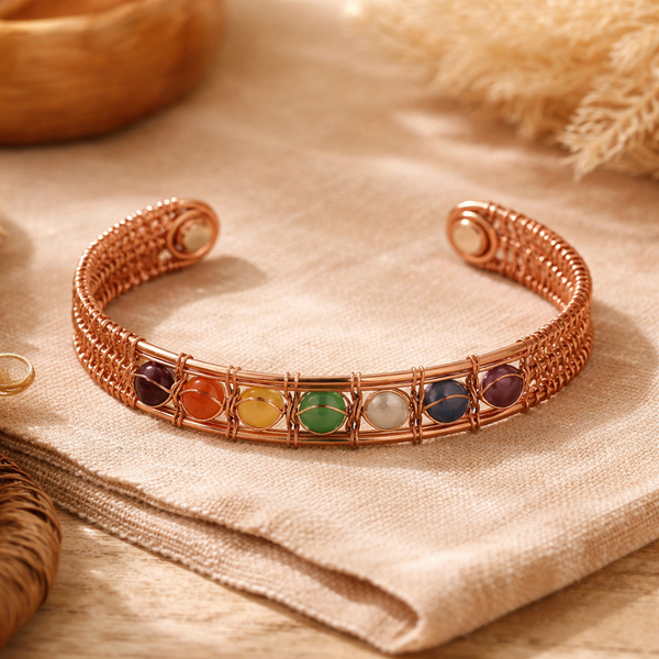 Magnetische Koperen Armband Met Chakrastenen 6,5 Cm