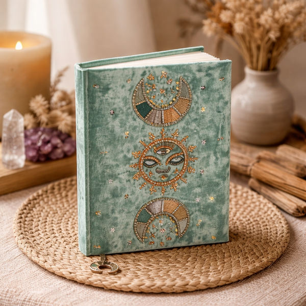 Notitieboek Maanfasen Fluweel Mint 20x15 cm