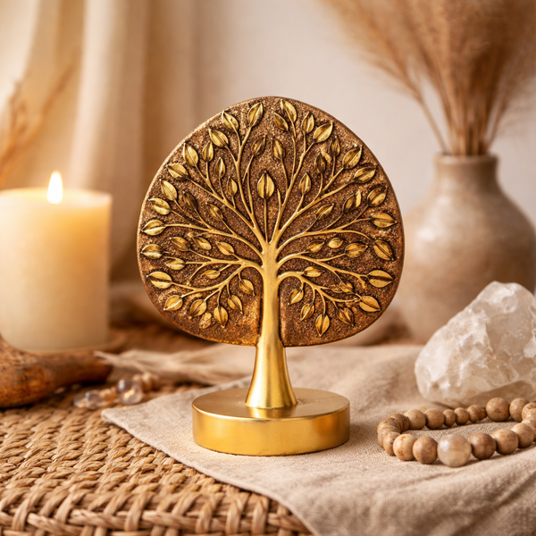 Levensboomornament Goudkleurig Polyresin 17.5x7.5x25.8 cm