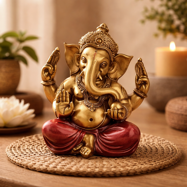 Ganesha Beeld Polyresin Goudkleurig 458 Gram Uit China
