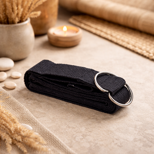 Yoga Riem D-Ring Katoen Zwart 250 x 4 cm