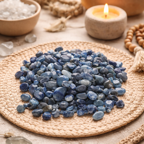 Blauwe Kwarts Trommelstenen A/B Kwaliteit ±0.5-2.5cm ±800g