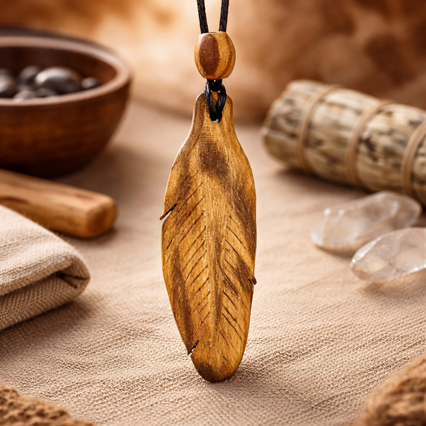 Ketting Met Veer Van Palo Santo Verstelbaar 38-70 cm